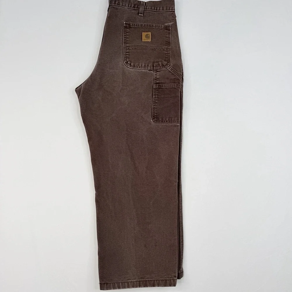 Vintage Carhartt Carpenter Pants Men 38X28 Dark Brown Dungaree Fit B11 DKB Work
